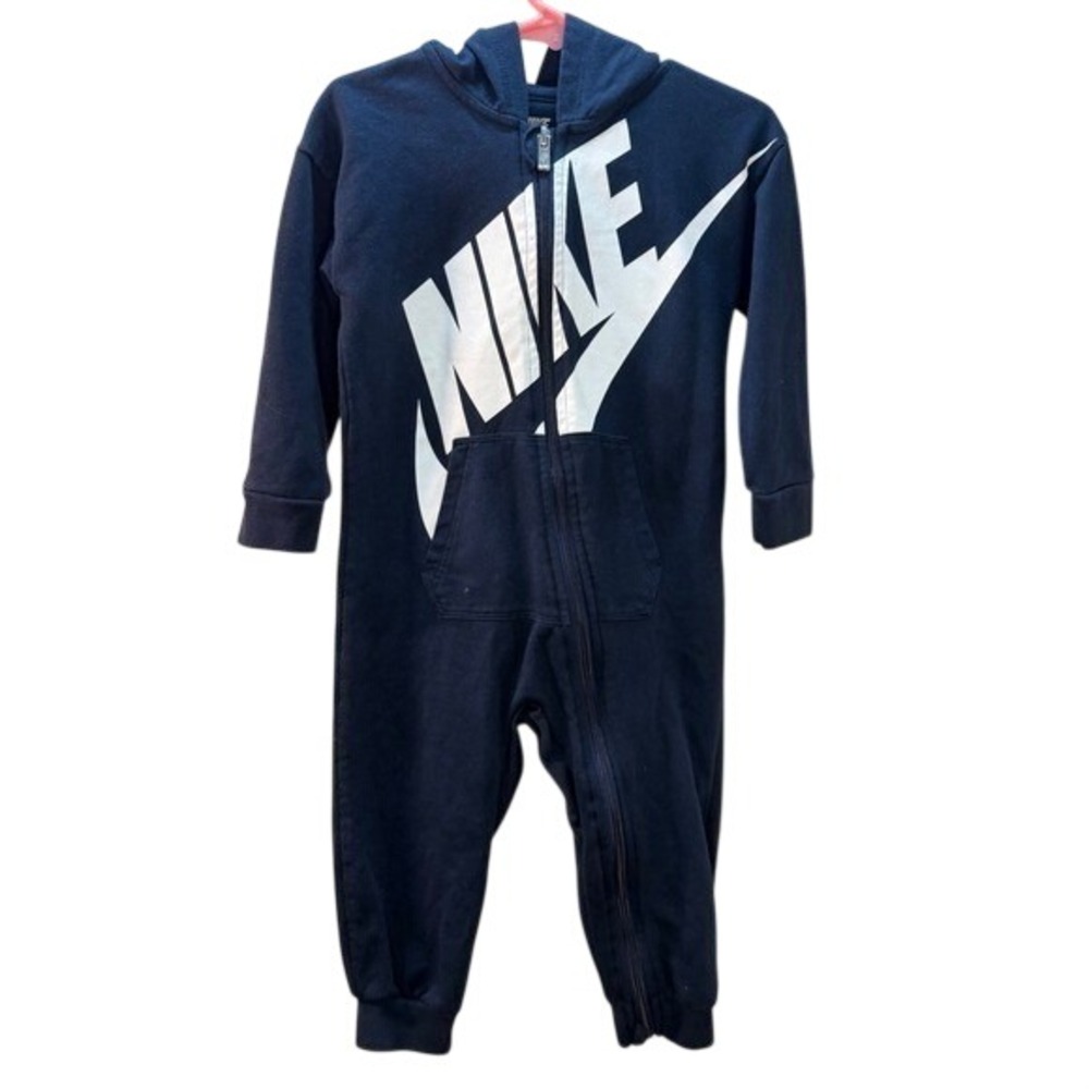 Nike Baby Boys Girls Navy Blue Logo Hooded Footless Bunting Romper 24M 86-92CM